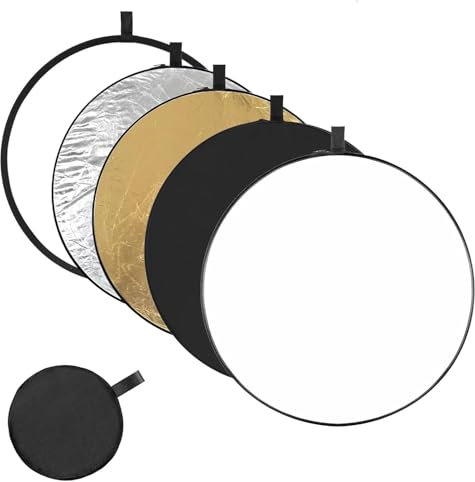 Réflecteur De Lumière,5 en 1 Réflecteur,Diffuseur Photographique Pliable et Portable,Pliable Reflecteur Lumiere,Panneau Réflecteur Photo Pliable Multi-Disques,Reflecteur Lumiere Photo