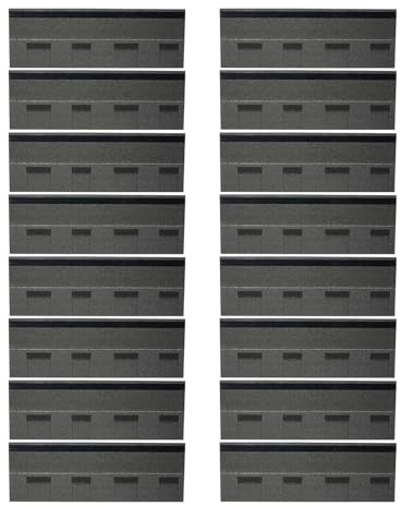 16 tejas de asfalto, tejas de asfalto para techos de 2,32 m², 5,3 mm de grosor, con núcleo de fibra de vidrio y autoadhesivas, color gris – Impermeable, resistente a los rayos UV, aislamiento térmico