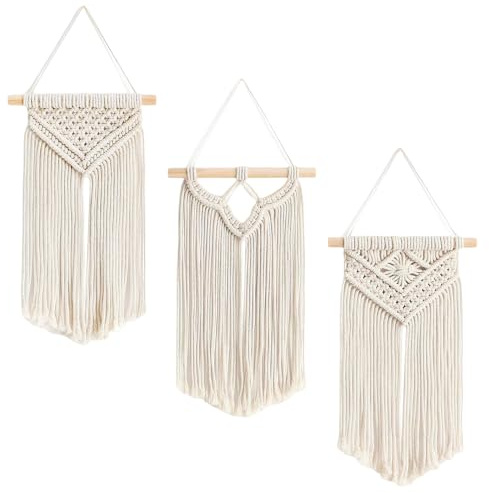 Tapiz de pared de macramé, tapiz tejido de arte pequeño, tapices bohemios chic, decoración de pared para el hogar, apartamento, habitación de los niños, dormitorio, decoración de habitaciones, 35 cm