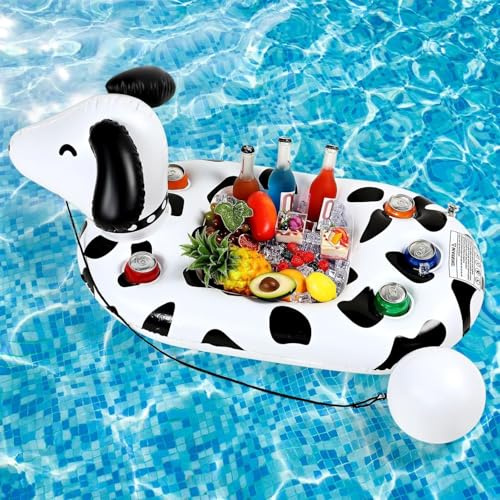 Inflatable Dog Floating Cabana Bar, Hot Tub Drink Holder for Adults, Fun Pool Accessories for Summer Pool Parties