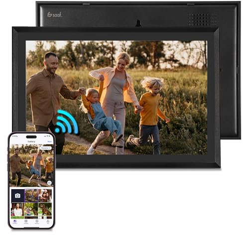 Saaf Cornice Digitale – Touchscreen 10,1 – Wifi & App ‘Uhale’ – 160GB Memoria (32GB Interna + 128GB SD) – Cornice Digitale – Nero – Facile da Usare
