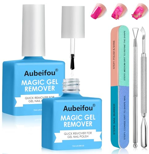 2x15ml Professioneller Gel Nagellackentferne,Gel Nagellack Entferner,Nagellackentferner für Gelnägel,Entfernt in 3-5 Minuten,Keine Notwendigkeit Einweichen,Ideal für Maniküre&Nagelpflege