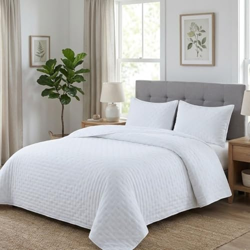 DONATELLA Colcha boutí Reversible Bicolor Luna para Primavera, Verano, otoño e Invierno. 100% Microfibra Extra Suave. Cubre Cama Multiuso - 090 cm, Blanco