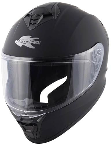Kappa KV51 Negro Mate, Casco de Moto Integral, Unisex para Hombre y Mujer, ECE 22.06 (M)