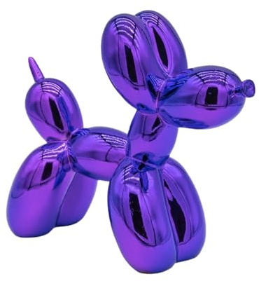 YOYUMI Statua Cane Palloncino Balloon Dog Scultura moderna di lusso per decorazione di soggiorno ingresso ufficio finestra processo di galvanizzazione viola scuro