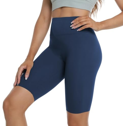 VanKee High Waist Cycling Shorts For Women Tummy Control Stretch Gym Pants Opaque Seamless Booty Shorts Quick Dry Lightweight Soft Sports Shorts Ladies Running Breathable Tights For Yoga Workout Navy