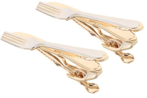 WATIIFUFU 2pcs Unique Cutlery Tie Clips for Men Copper Business Tie Holders with Fork and Knife Design Secure Grip for Weddings Meetings Formal Occasions Stylish Men S Accessories