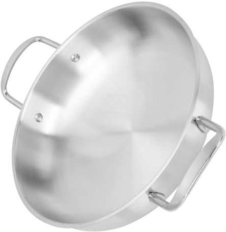 SEWACC Olla Coreana de Acero Inoxidable 26 CM con Dos Asas para Ramen y Arroz Compatible con Cocina de Inducción y Gas Utensilio de Cocina para Sopas y Mariscos Uso Individual
