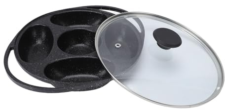 XUMIUZIY Tortiera Antiaderente a 5 Fori in Lega di Alluminio con Riscaldamento Uniforme, Mini Padella per Pancake con Coperchio per Riunioni e Feste