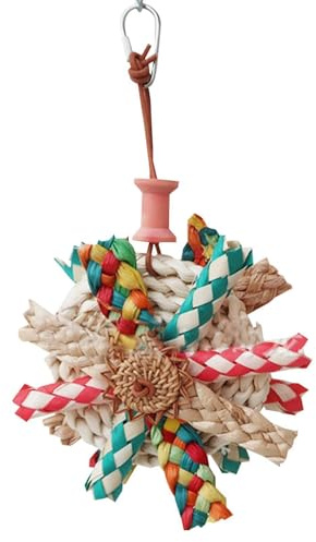 Genérico de trituración de pájaros – Masticar para la búsqueda de | alimentos con gancho de metal, juguetesDe búsqueda de alimentos coloridos para periquitos, alfombra de alisado de paja y mimb