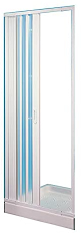 Negrari Hobby duschkabin utdragbar 1 sida L 120 H 184 cm vit nischdörr PVC-profiler vändbar skjutdörr bälg kan skäras till förkortningsbart badrumsinredning billigt hytt paneler