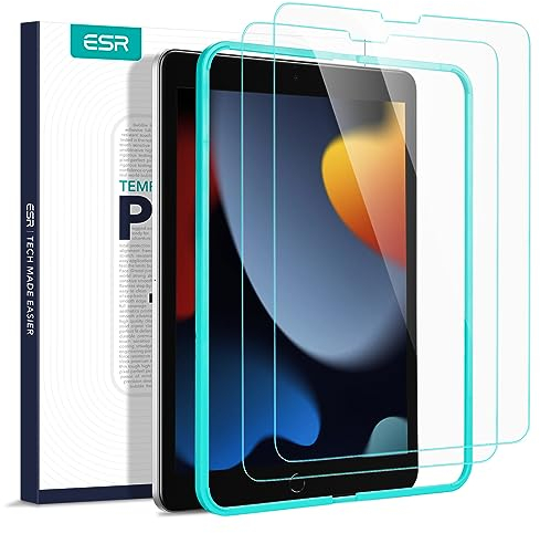ESR for iPad 9th Generation Screen Protector, Tempered Glass for iPad 9th 8th 7th gen 2021 2020 2019/Air 3 2019/iPad Pro 10.5 2017, Scratch-Resistant, HD Clear, Free Installation Frame,2 Pack