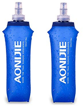 AONIJIE 2 Pack Soft Water Bottle, TPU Collapsible Flask Foldable Bottles for Hydration Pack, BPA-Free, for Running Hiking Cycling Climbing (2 Pcs - 500ml)