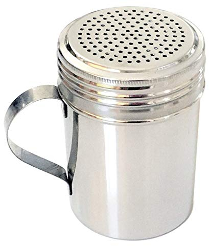 Stainless Steel Dredger Shaker with Handle- Perfect for Shaking Cocoa, Flour Sugar Over Drinks or Dishes.-10 oz.