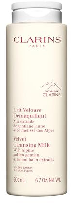 Clarins Velvet Cleansing Milk 200ml –|Gentle Makeup Remover & Hydrating Cleanser for Soft and Clean Skin | Ideal for Sensitive Skin