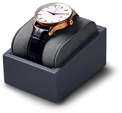 Oirlv Premium Leather Single Watch Display Stand Bracelet Wrist Watch Showcase Jewelry Display Holder(Grey)