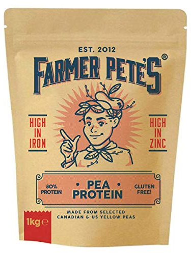 Farmer Pete's Pea Protein Powder 1kg - Dairy Free, Gluten-Free, Natural Plant Based Vegan Protein Powder Isolate (1kg)