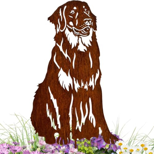 Terma Stahldesign Edelrost Hund Verschiedene Rassen, Handmade Germany, tolle gartendeko aus Rost-Metall, deko rostoptik, Rostfiguren Tiere, rostfiguren Garten, Rostdeko (Hovawart)
