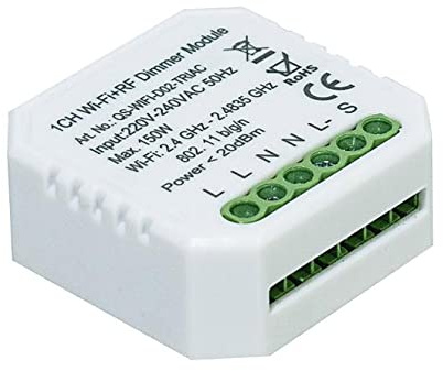 ECI ELETTROFORNITURE 39.9WI50206 Modulo 1CH Dimmer/(ON)/OFF con pulsante, Smart LIFE, Wireless 2,4GHz, 220V 50/60Hz LED 150W