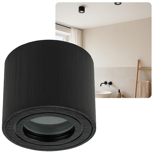 Sweet Led Aufbauspot IP44 flach Schwarz Rund – GU10 Deckenstrahler 230V – Aufputz Spot für Bad & Küche – Feuchtraum geeignet – ohne Leuchtmittel