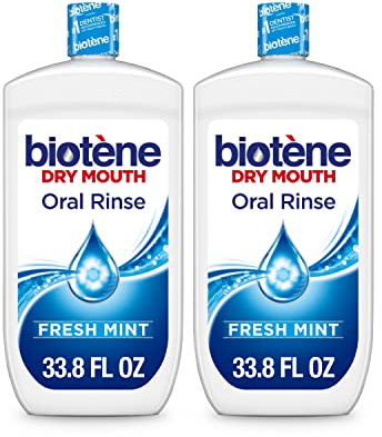 Biotene Oral Rinse Mouthwash for Dry Mouth, Breath Freshener and Dry Mouth Treatment, Fresh Mint - 2x33.8 fl oz