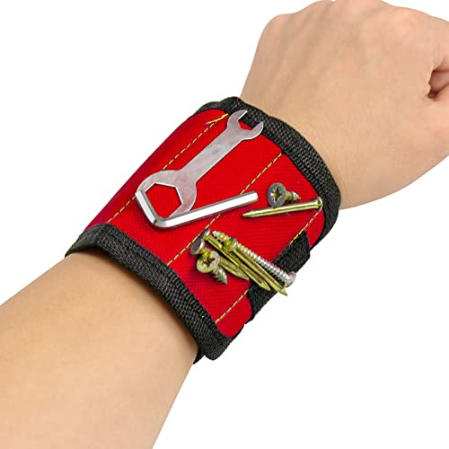 Accessotech Magnetisches Armband Handwerkzeug Kit Schraube Aufbewahrung Armband Halter (Rot)
