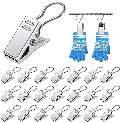 YIXISI 85 Styken Gardinklämmor i Rostfritt Stål Metallhängande Krokar, Gardinklämmor med Krokar, Gardinklämmor, för Sovrum, Badrum, Heminredning, Silver