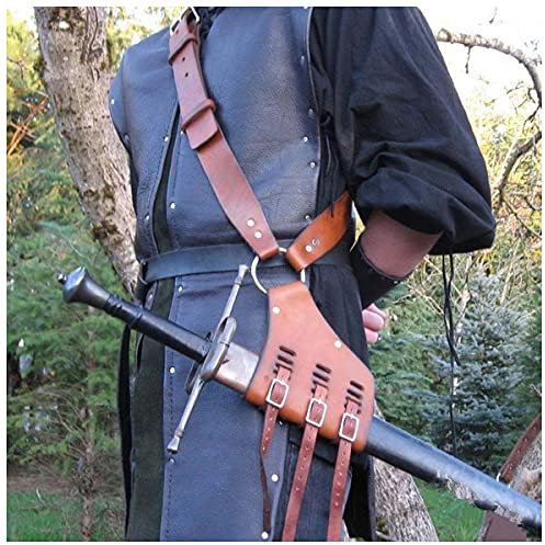 Mittelalterlicher Wikinger-Ritter-Schwertgürtel Taillenscheide PU-Lederscheide LARP Rapier Dolchhalter Cosplay Samurai Warrior Combat Men, mittelalterlicher Stil