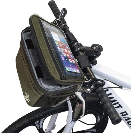 MKYRLX Lenkertasche Fahrrad, 5L Isoliertasche, lunchtasche, Kühltasche,Fahrradtasche Vorne, Fahrradkorb, Wasserdicht Handyhalterung, Lenkradtasche mit Touchscreen und abnehmbar Schultergurt