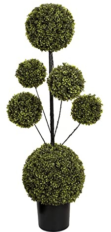 GreenBrokers Künstlicher Buchsbaum-Formschnitt, 6 Kugeln, 120 cm, Holz, Grün, 1,2 m