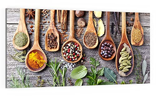 DEQORI Glas-Magnettafel | 100x50 cm groß | Motiv Dekorierte Kochlöffel | Memo-Board aus Glas | Magnetboard inkl. Magnete, Stift & Tuch für Küche & Büro | Tafel magnetisch & beschreibbar