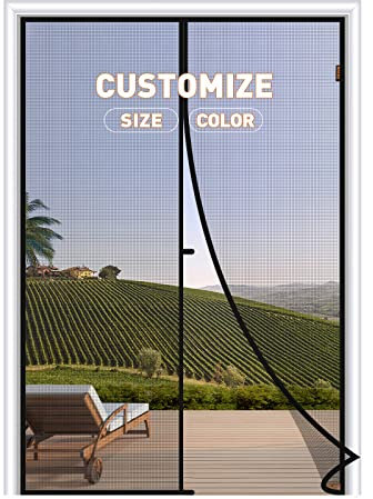 MAGZO Custom Fly Screens for Doors Width Within Under 70cm, Customized Magnetic Door Curtain for Keeping Out Flies for Interior Doors, Magnets Door Net to Keep Bugs Out, Grey