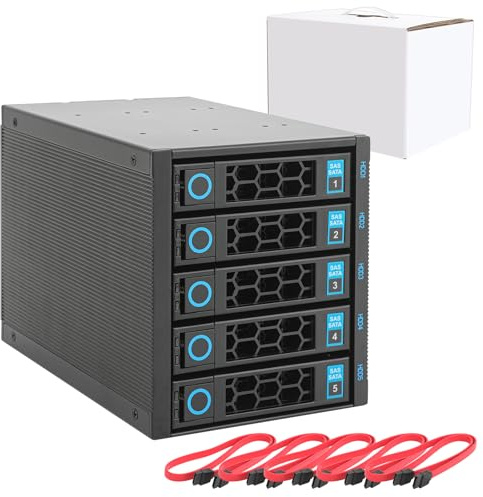 RackChoice Enclosure per disco rigido interno 5x2,5/3,5 SATA/SAS Backplane 6 Gbps HDD hotswap in 3xExternal 5.25 Bay Compatibile con tutti i tipi di rack