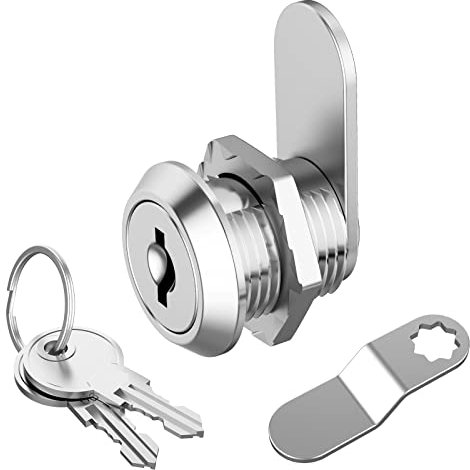 Jayseon 1 Pack Cabinet Locks with Key, Cam Lock 5/8 Keyed Alike Mailbox Locks Replacement for File Cabinet Drawer Tool Box, Zinc Alloy