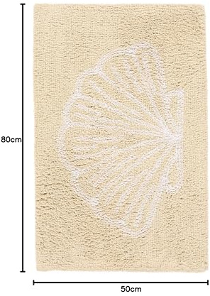 RugVista Ariel, Badematte, Moderne Teppiche, 50 x 80 cm, Rechteckig, Niedriger Stapel, Maschinenwäsche, Natural/Weiß