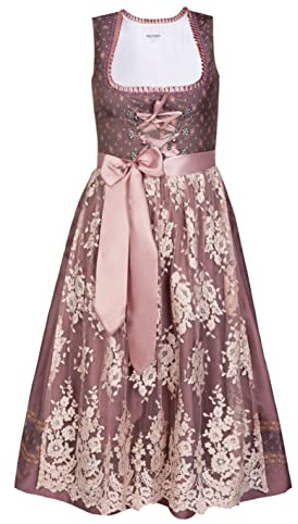 Edelnice Trachtenmode Exklusives Designer Langes Dirndl Madeleine inkl. Spitzen Dirndlschürze und Charivari
