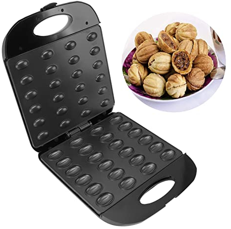 Walnuss Plätzchenform Hersteller, 24 Stück, Elektrischer Walnuss Kuchen Maker, Nuss Waffel Brot Maker, Backen, Frühstücks Maker, Antihaftbeschichtete Platte für die Hausmannskost, (EU-Stecker 220 V)
