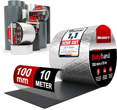 HASKYY Butylband Dachband Dachreparatur 100 mm x 10 lfm Butyl-Tape Aluband Reparaturband Dichtband