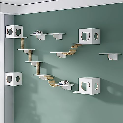 Komplett aus Massivholz Gefertigte Katzen Kletterwand Set, an der Wand Montierte Katze Wandelement, Katzenwandparkour, für die Meisten Kätzchen Sowie Mittelgroße und Große Katzen (Size : Style2)