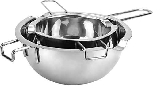 AEIOFU Double Boiler Heat Melting Pot Stainless Steel for Chocolate Butter Cheese Caramel Candy Wax 1000ml 400ml 2PCS pot