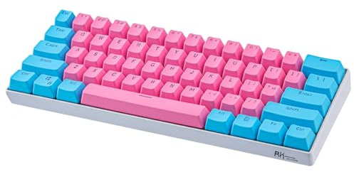 Sunzit Keycaps - 61 Touches rétroéclairées Bicolores Clavier mécanique PBT Touches pour GH60 / RK61 / ALT61 / Annie/Keyboard Poker Keys (Rose et Bleu)(Pas de Vente de Clavier)