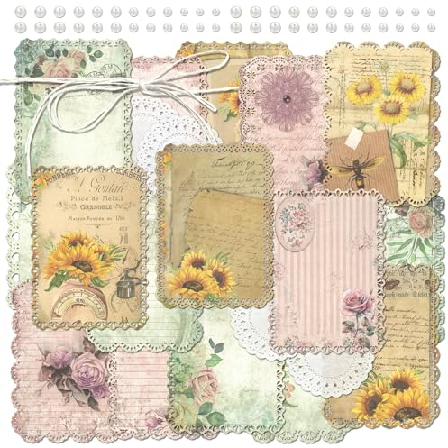 3 confezioni di carta vintage con ritagli di pizzo, carta con motivo floreale e pizzo, carta decorativa fustellata su un solo lato, carta retrò per realizzare biglietti, arte e artigianato (Joyce)