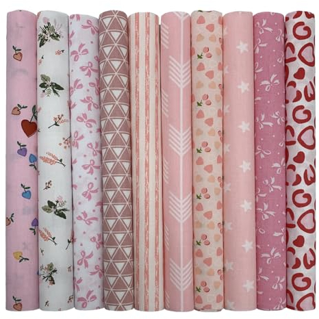 Jukway 10 retazos de tela de algodón cuadrados, 25 x 25 cm, estampados con motivos florales, para patchwork, costura, acolchado, manualidades, bricolaje, decoración, scrapbooking, trabajos de