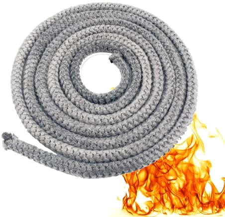 Ofendichtschnur Ofenschnur Ofen Dichtungsband Φ10mm x 2.5m - Kamintür Dichtung Ofen Dichtschnur Feuerfeste Glasfaserschnur für Kamin-Räucherofentür Kamindichtung Dichtband Rauchfrei Umweltfreundlich