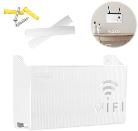 MisFun WiFi Router Storage Box, Wall Mounted WiFi Storage Box, Router Storage Shelf, Wireless WiFi Router Box, WiFi Cable Storage Box, Storage Boxes Shelf for Bedroom Living Room