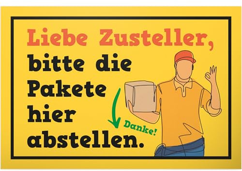 DankeDir! Pakete bitte hier abstellen - Kunstoff Schild 30 x 20 cm - Hinweis Paketboten Postboten Zusteller Lieferfahrer - Hinweisschild Paketsendungen ablegen - Abstellerlaubnis Sendungen Lieferungen