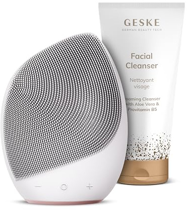 GESKE Sonic Facial Brush 5 in 1 inkl. Facial Cleanser | SmartAppGuided Gesichtsbürste | Set mit passender Kosmetik-Zugabe | Beauty-Bundle