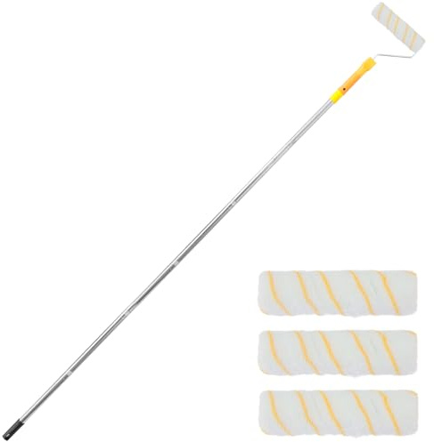 Farbroller mit Teleskopstange 30-190cm mit 4 Malerwalze Breite 23cm Abnehmbare 6 Abschnitte Farbroller Set Groß Farbroller Wandfarbe zum Streichen von Außenwänden Decken
