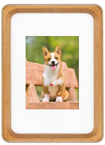 TEYCLZORE Marco de fotos pequeños de madera, 5 x 3,5 pulgadas, marco de fotos de mesa con tapete para colocar fotos de 50x70 mm, madera de haya natural, portafotos decorativo marcos fotos de madera