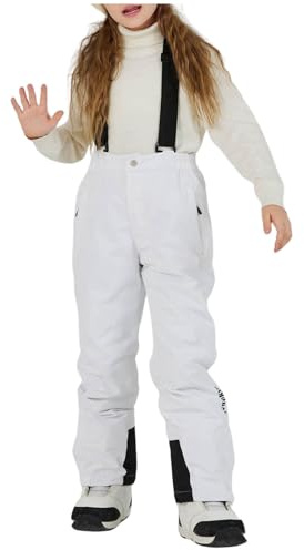 Unisex Kinder Schneehose Jungen Mädchen Skihose Snowboardhose Winter Winddicht Wasserdicht Schneehosen Thermohose Outdoorhose Mit Verstellbare Träger Weiß 13